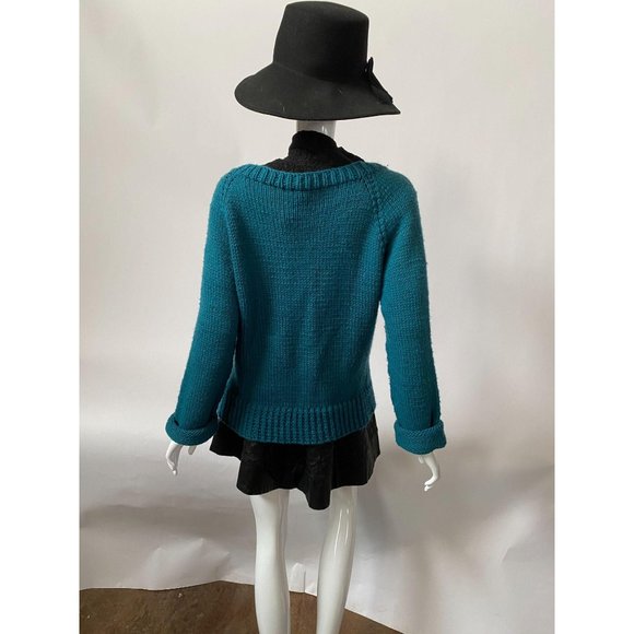 Teal Cardigan Sweater Sz Med - Picture 7 of 14